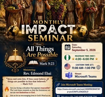 MONTHLY IMPACT SEMINAR | SEPTEMBER 2026