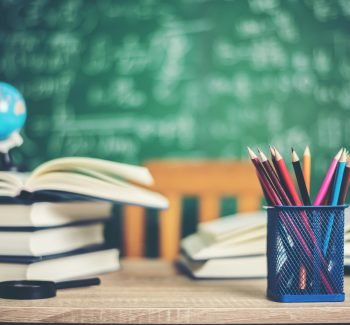 book with green board background